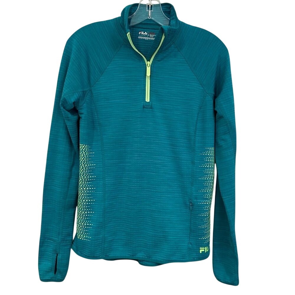Fila Sport Running Quarter Zip Pullover Women's Small Teal Activewear Gorpcore